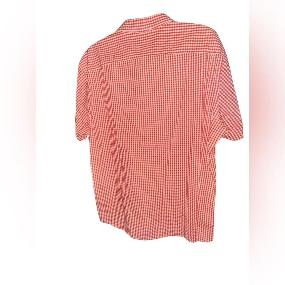 Banana Republic Mens Cotton Soft Wash SS Button Up Orange Plaid Dress Shirt XL